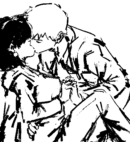 a sketch of hamada & reigen kissing